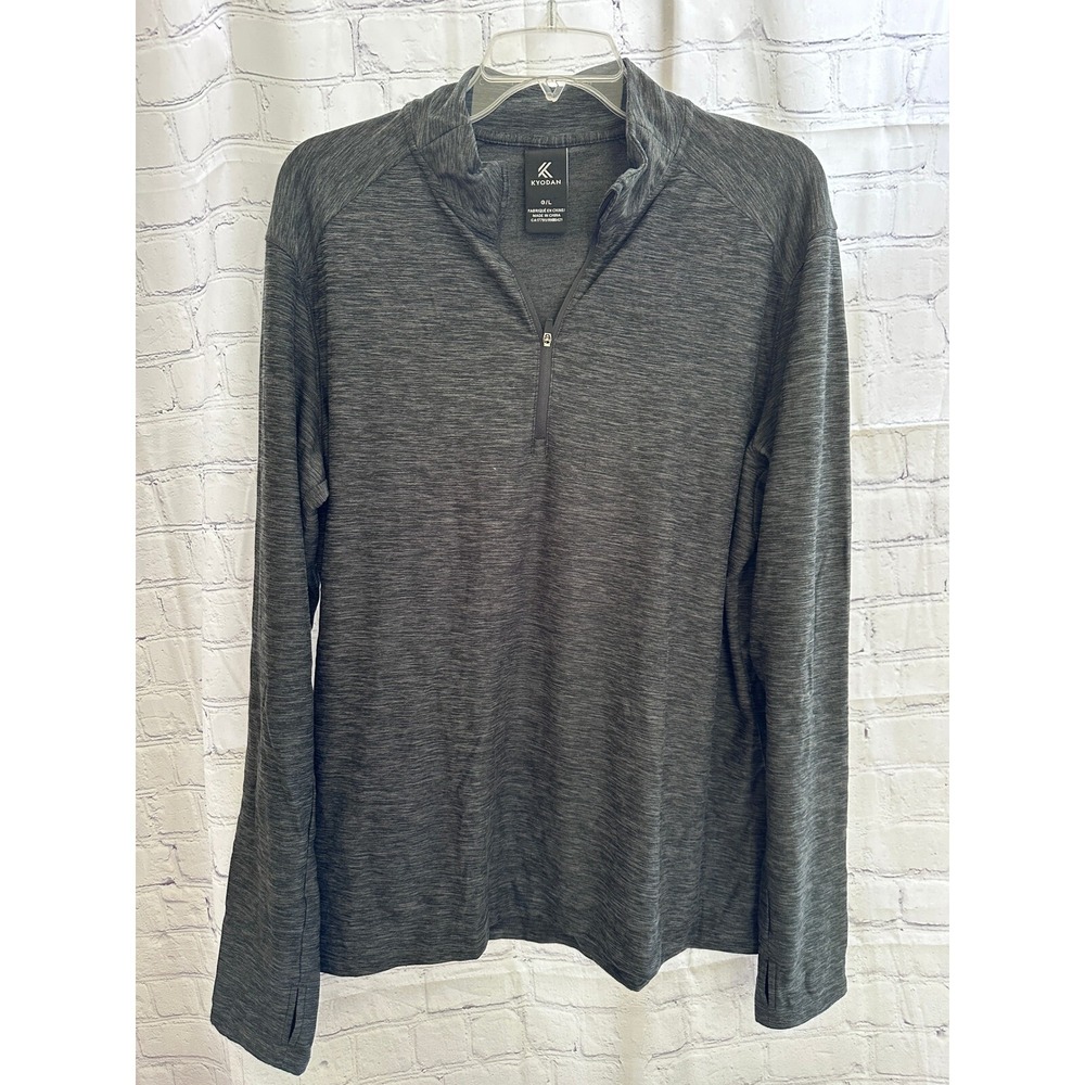 KYODAN Pullover Activewear Running Top 1/4 Zip Long Sleeve Gray Large
